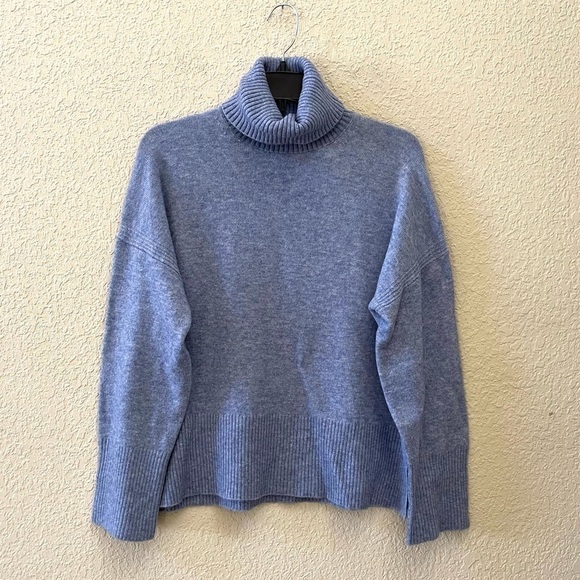 J. Crew Sweater Pullover Turtleneck Wool Alpaca Soft Cozy Classic Basic Blue XS - Picture 2 of 12